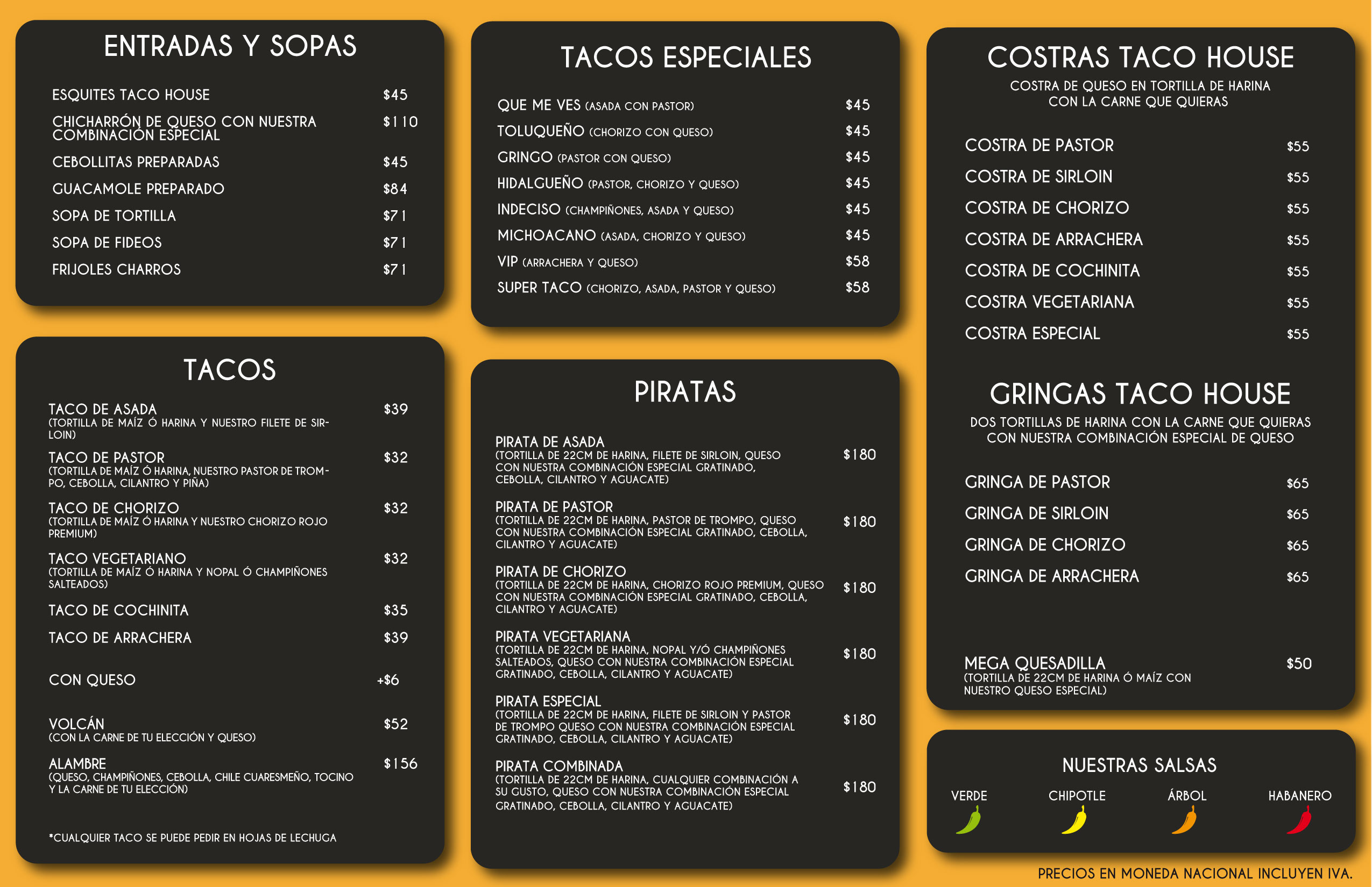 Taco house menu deals